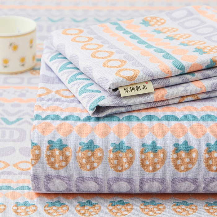 91家纺网 家纺一手货源 找家纺 首爱家纺2025新款工艺款老粗布床单(量大从优) 草莓情