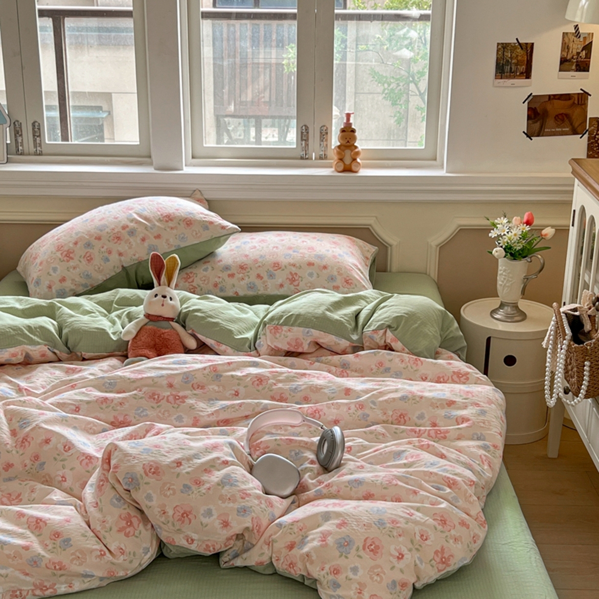 91家纺网 家纺一手货源 找家纺 妖妖家纺 2025新款云感双层纱四件套 花影集