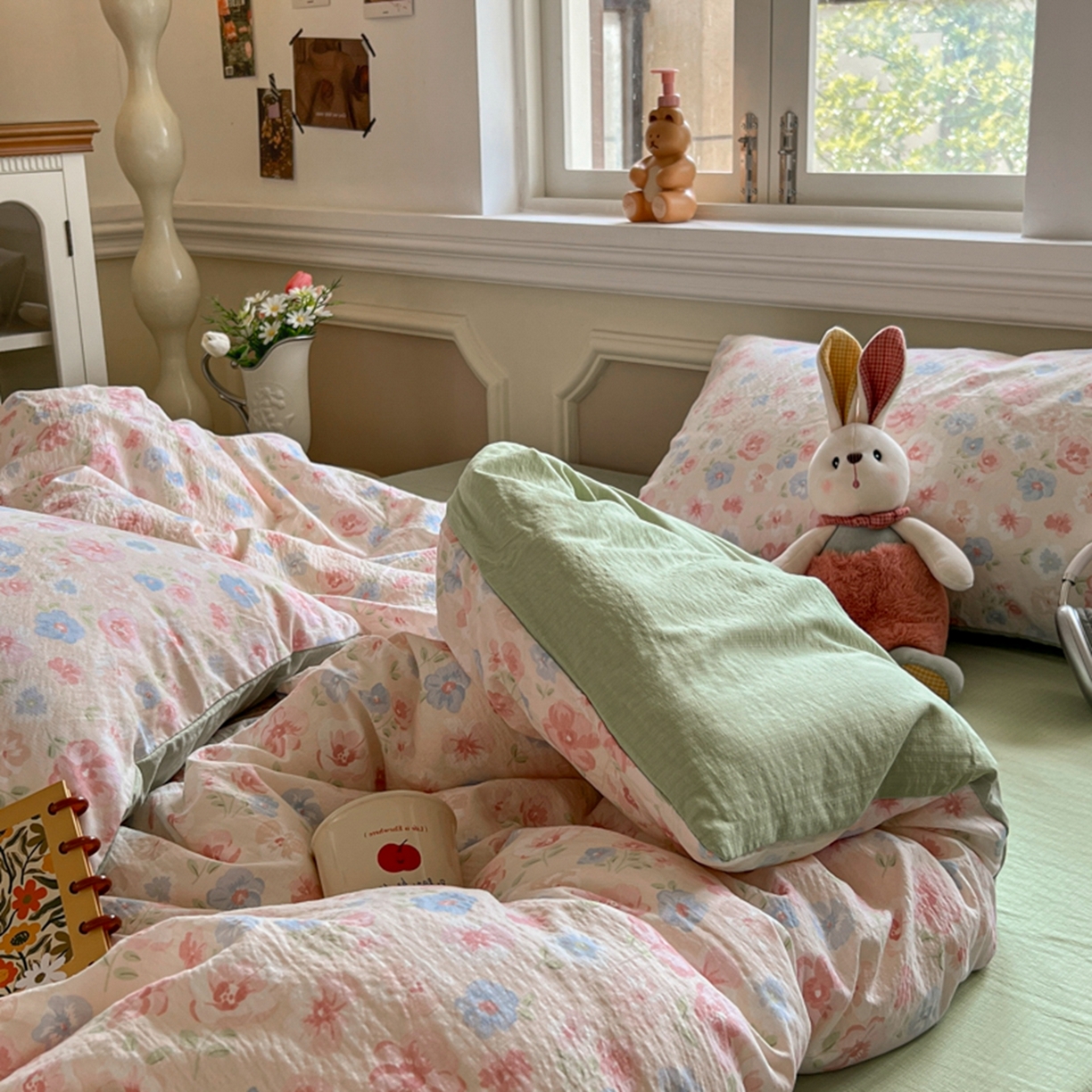 91家纺网 家纺一手货源 找家纺 妖妖家纺 2025新款云感双层纱四件套 花影集