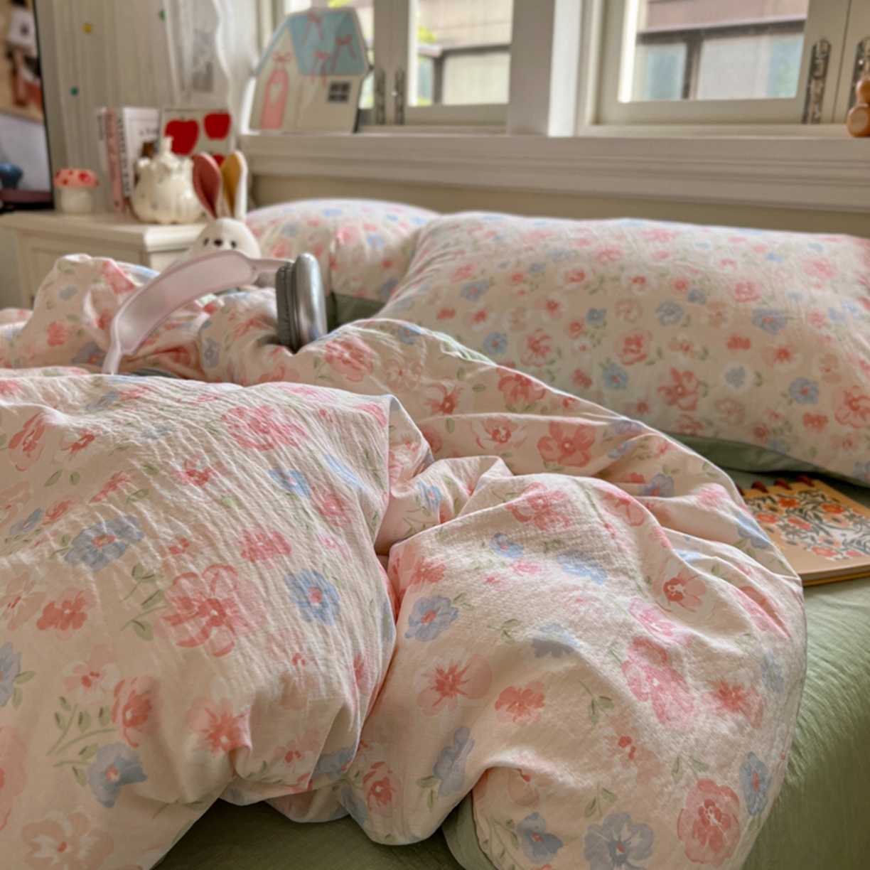 91家纺网 家纺一手货源 找家纺 妖妖家纺 2025新款云感双层纱四件套 花影集