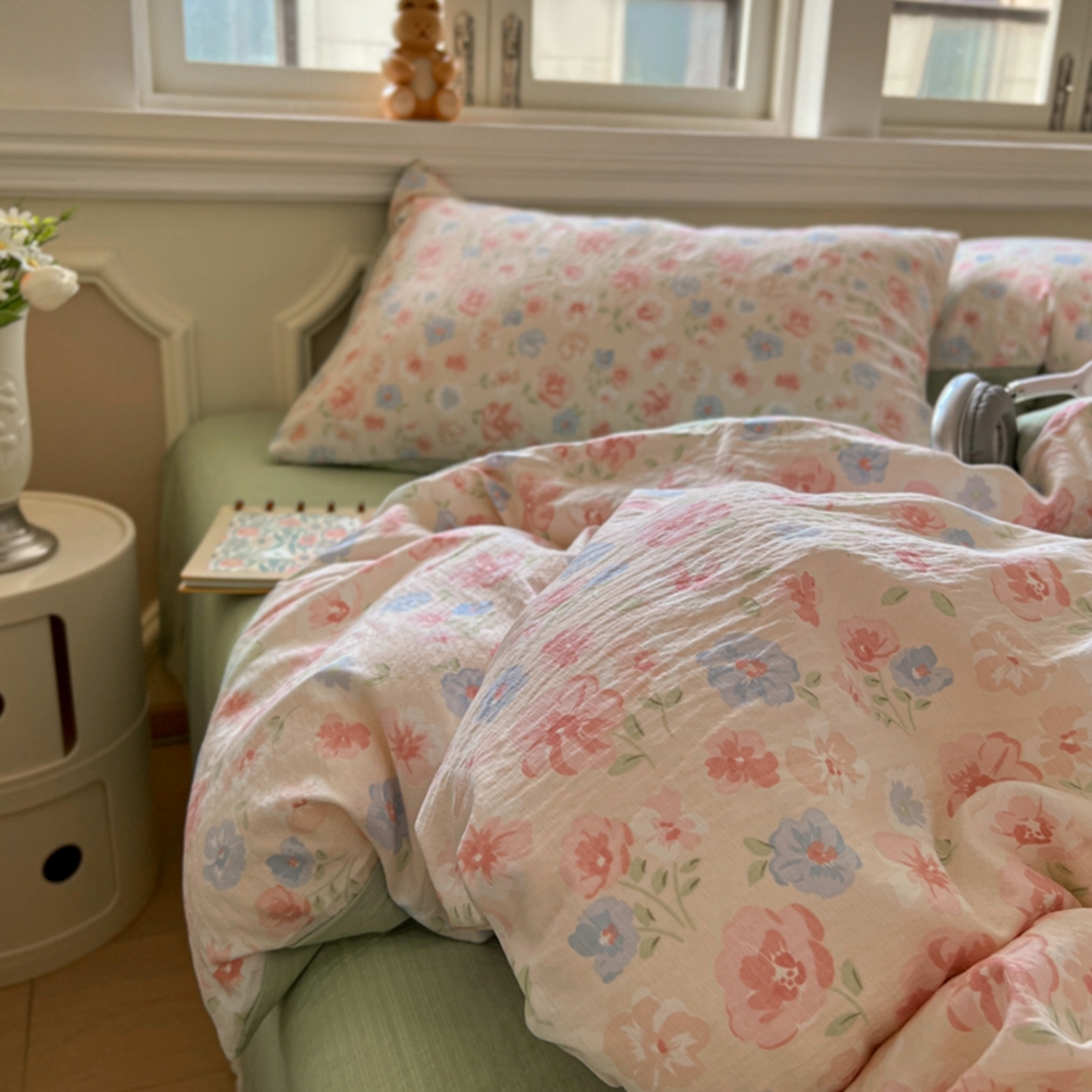 91家纺网 家纺一手货源 找家纺 妖妖家纺 2025新款云感双层纱四件套 花影集