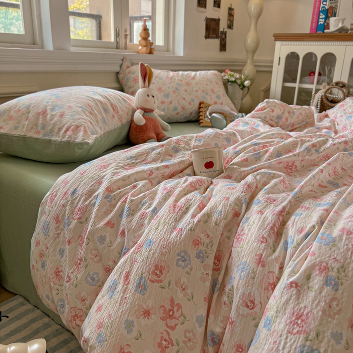 91家纺网 家纺一手货源 找家纺 妖妖家纺 2025新款云感双层纱四件套 花影集