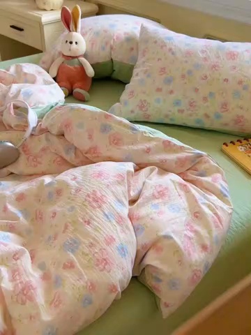 91家纺网 家纺一手货源 找家纺 妖妖家纺 2025新款云感双层纱四件套 花影集