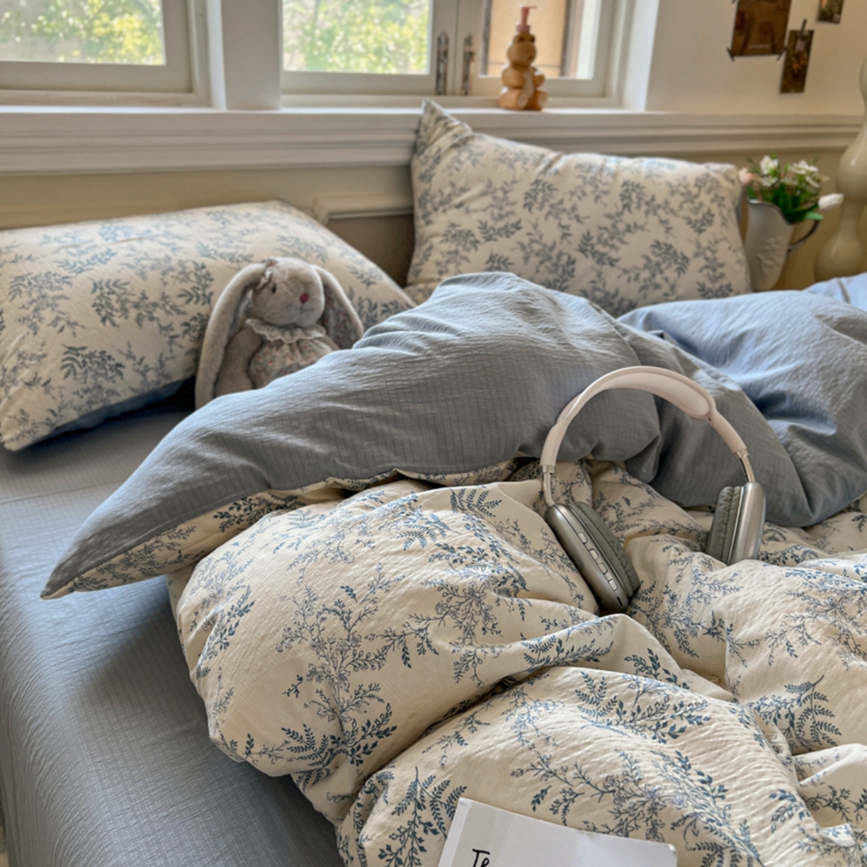 91家纺网 家纺一手货源 找家纺 妖妖家纺 2025新款云感双层纱四件套 兰亭叙