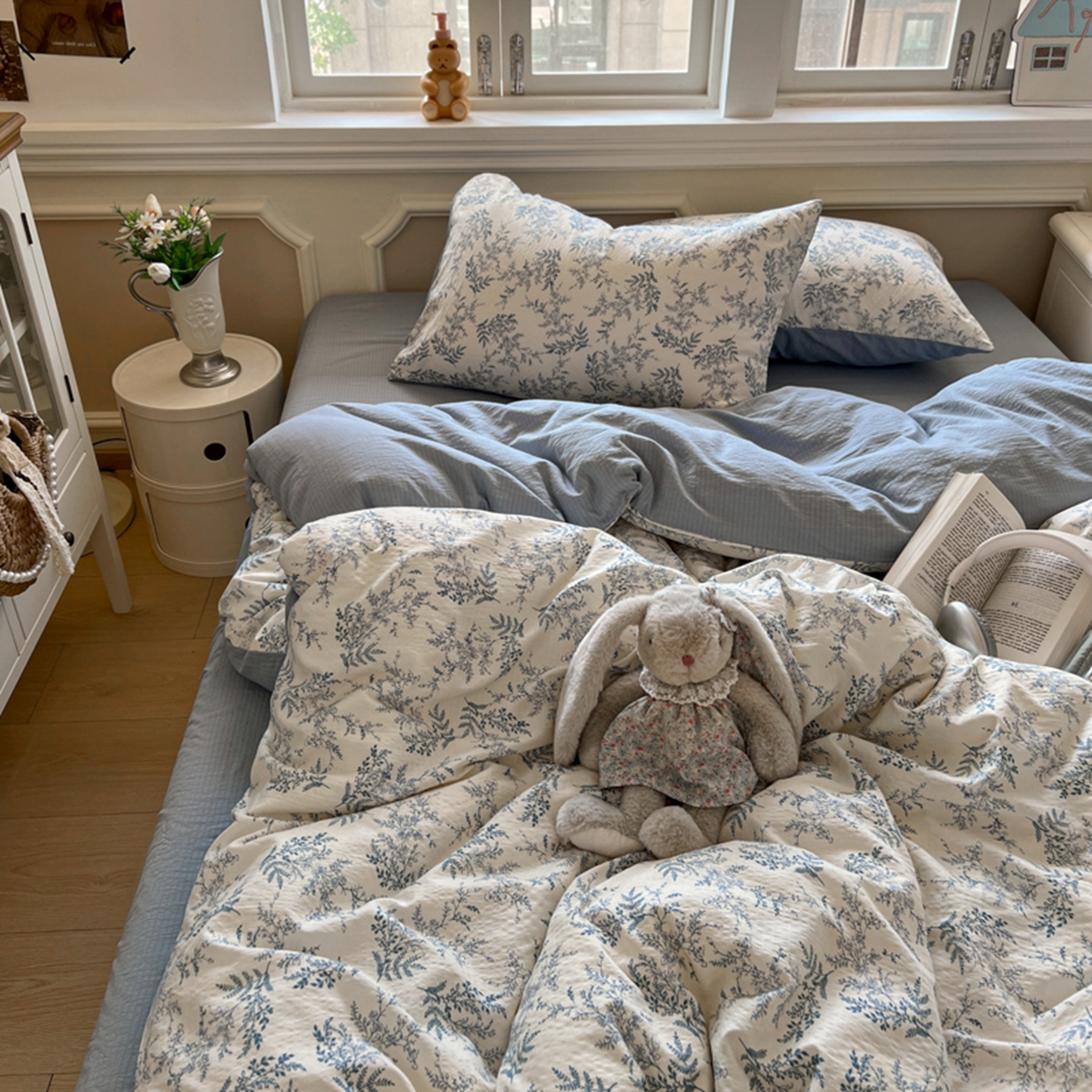 91家纺网 家纺一手货源 找家纺 妖妖家纺 2025新款云感双层纱四件套 兰亭叙