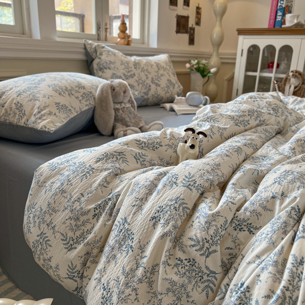 91家纺网 家纺一手货源 找家纺 妖妖家纺 2025新款云感双层纱四件套 兰亭叙