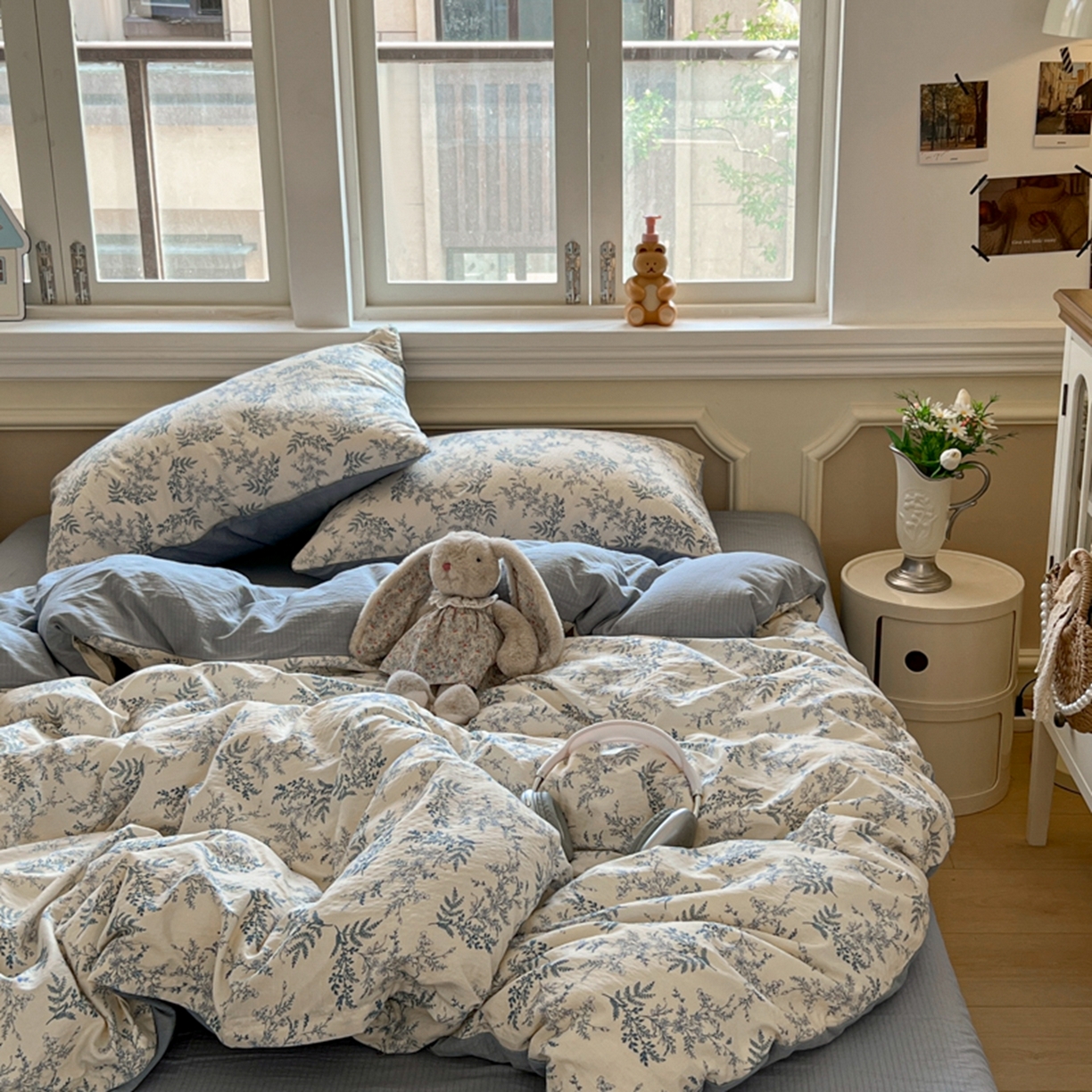 91家纺网 家纺一手货源 找家纺 妖妖家纺 2025新款云感双层纱四件套 兰亭叙