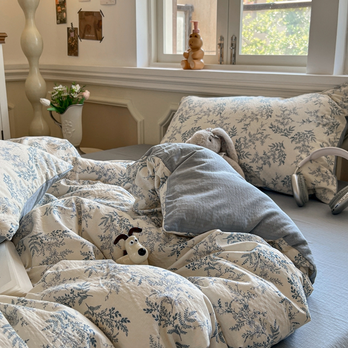 91家纺网 家纺一手货源 找家纺 妖妖家纺 2025新款云感双层纱四件套 兰亭叙