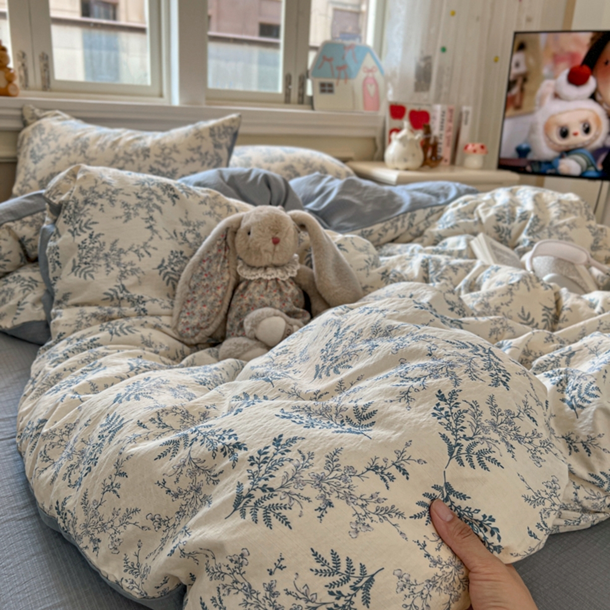 妖妖家纺 2025新款云感双层纱四件套 兰亭叙