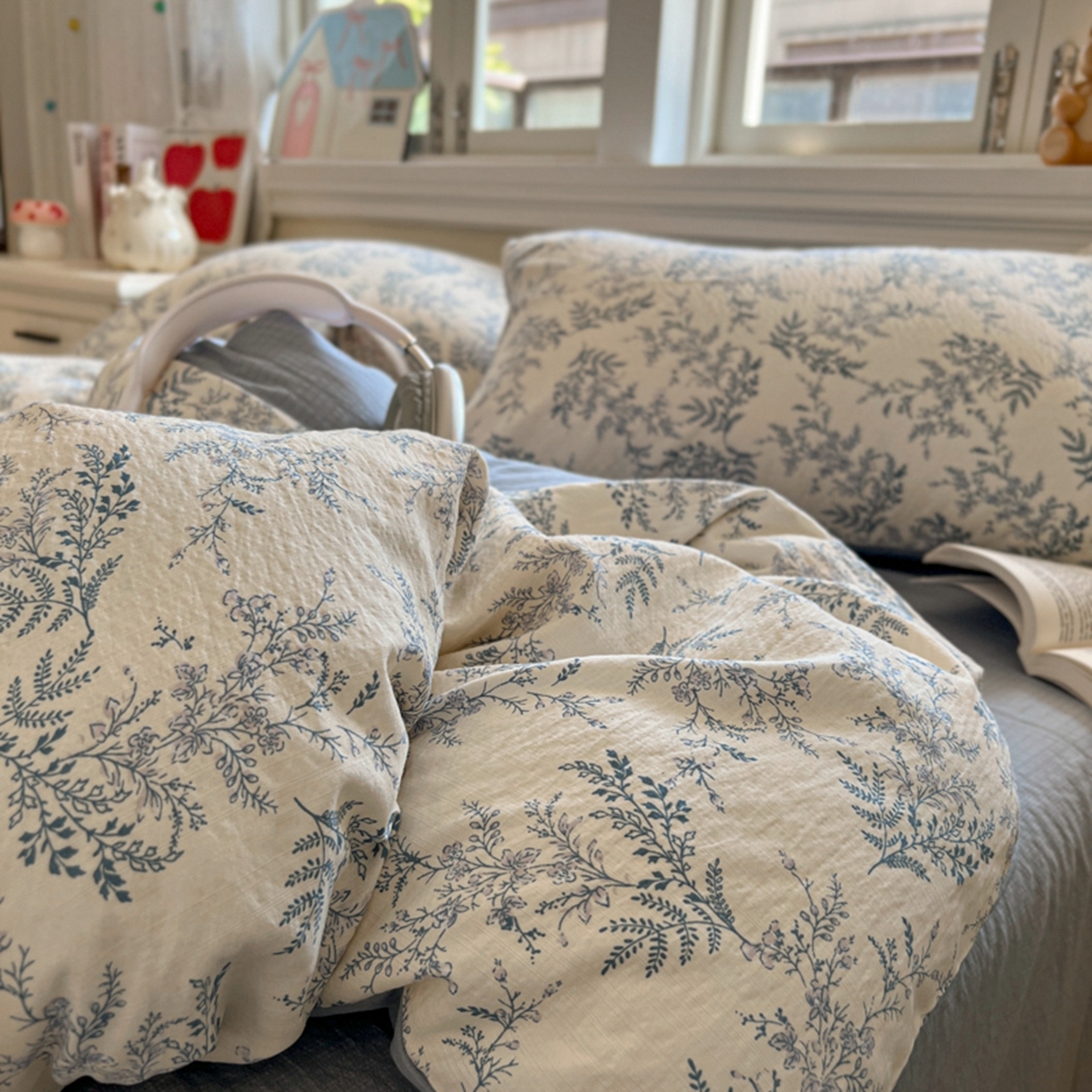 91家纺网 家纺一手货源 找家纺 妖妖家纺 2025新款云感双层纱四件套 兰亭叙