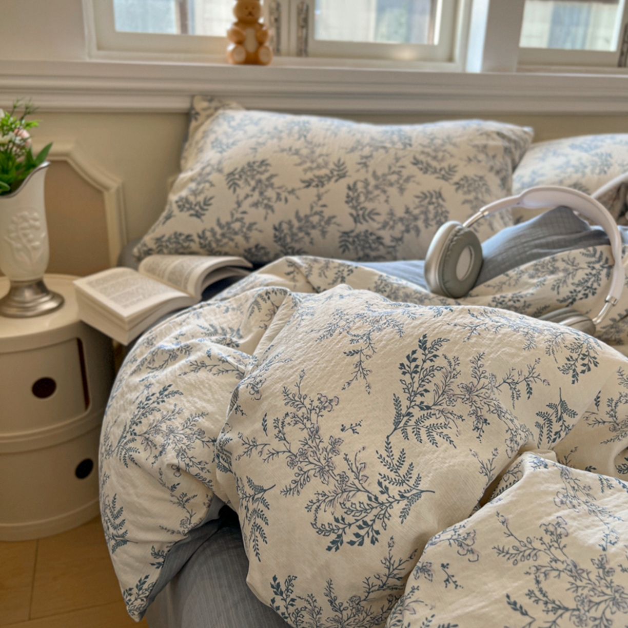 91家纺网 家纺一手货源 找家纺 妖妖家纺 2025新款云感双层纱四件套 兰亭叙