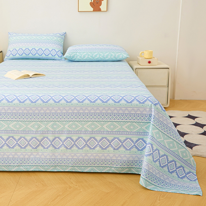 91家纺网 家纺一手货源 找家纺 首爱家纺2025新款工艺款老粗布床单(量大从优) 蓝色恋格