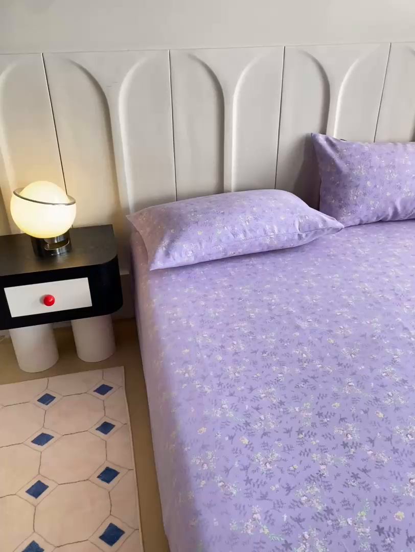 91家纺网 家纺一手货源 找家纺 首爱家纺2025新款工艺款老粗布床单(量大从优) 紫罗兰