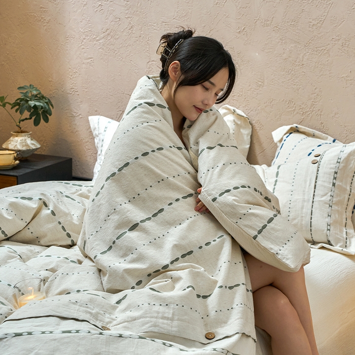 91家纺网 家纺一手货源 找家纺 （总）春皖家纺 2025新款棉麻大提花文艺风四件套