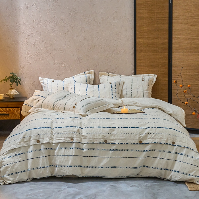 91家纺网 家纺一手货源 找家纺 （总）春皖家纺 2025新款棉麻大提花文艺风四件套