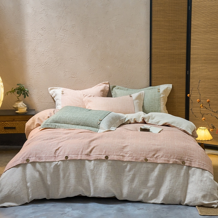 91家纺网 家纺一手货源 找家纺 （总）春皖家纺 2025新款棉麻大提花文艺风四件套