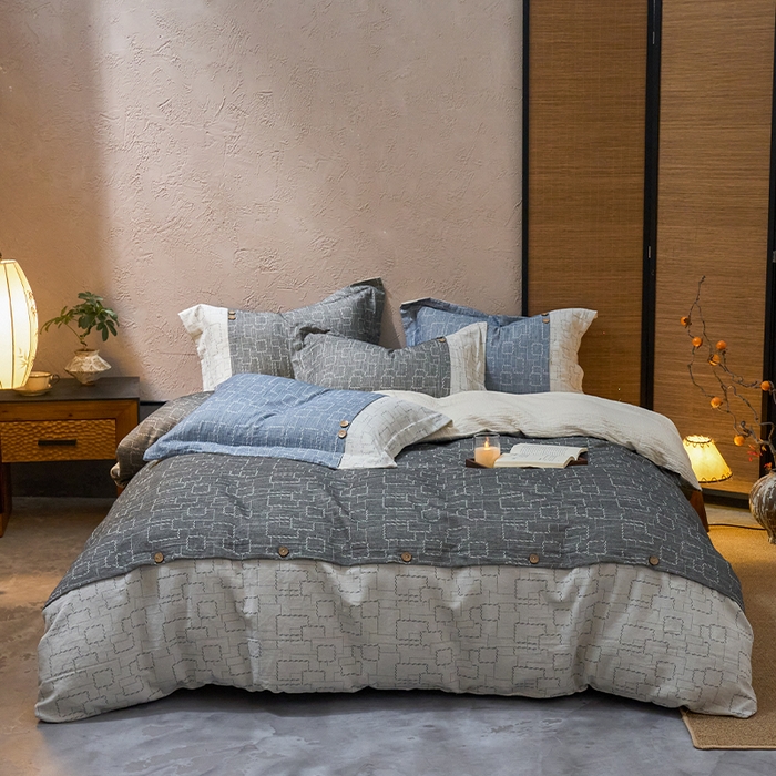 91家纺网 家纺一手货源 找家纺 （总）春皖家纺 2025新款棉麻大提花文艺风四件套