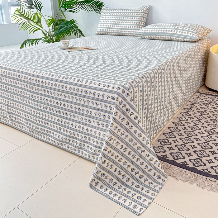 91家纺网 家纺一手货源 找家纺 棉乐町家居2025新款工艺款老粗布床单(量大从优) 蓝心