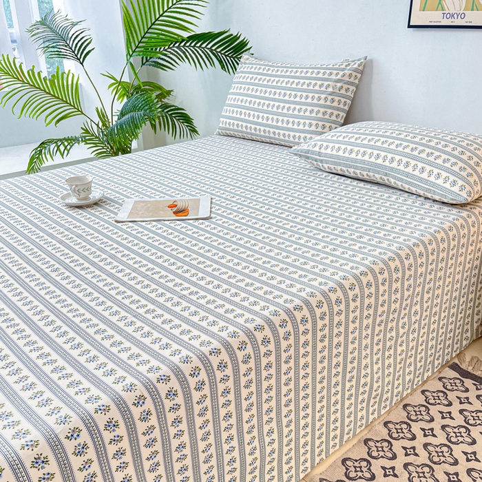 91家纺网 家纺一手货源 找家纺 棉乐町家居2025新款工艺款老粗布床单(量大从优) 蓝心