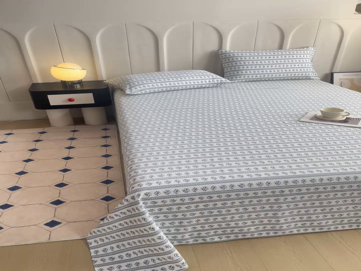 91家纺网 家纺一手货源 找家纺 棉乐町家居2025新款工艺款老粗布床单(量大从优) 蓝心