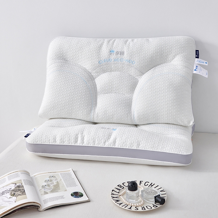 蝶飞舞 2025新款针织云端享睡枕头枕芯分区护颈椎助睡眠枕芯 灰色 48*74cm