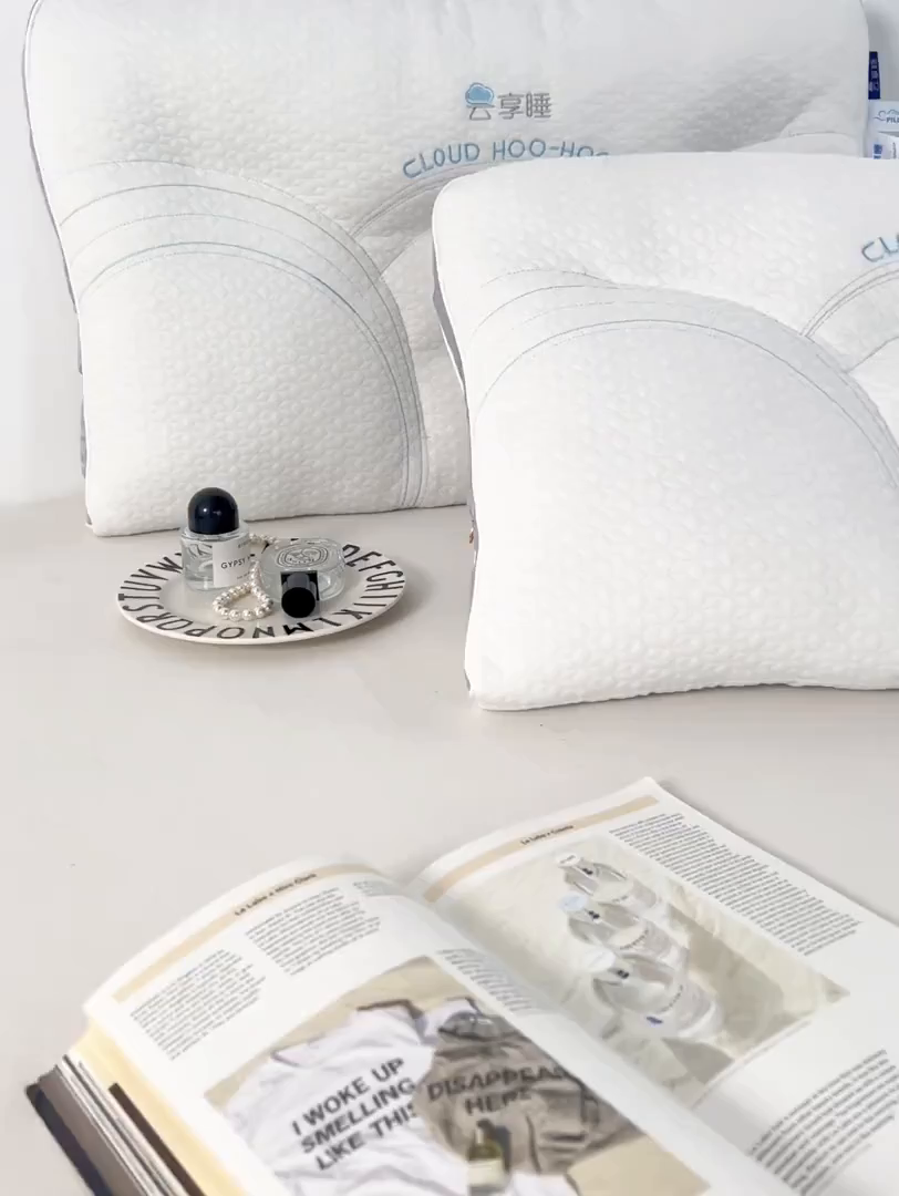 91家纺网 家纺一手货源 找家纺 蝶飞舞 2025新款针织云端享睡枕头枕芯分区护颈椎助睡眠枕芯 灰色 48*74cm