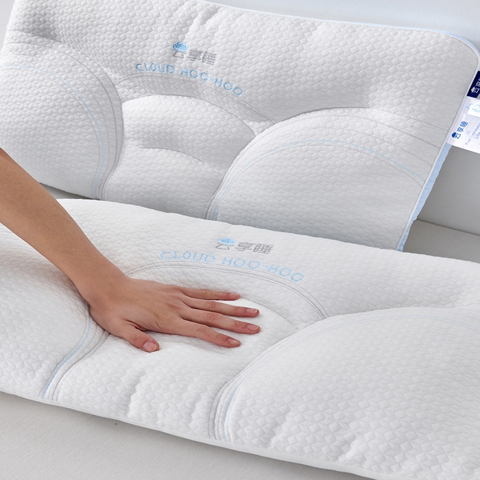 91家纺网 家纺一手货源 找家纺 蝶飞舞 2025新款针织云端享睡枕头枕芯分区护颈椎助睡眠枕芯 蓝色 48*74cm