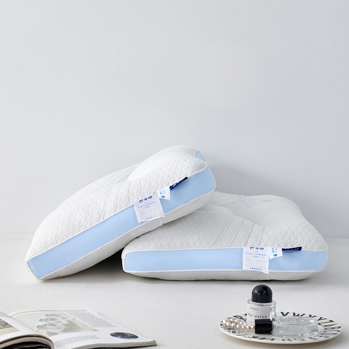 91家纺网 家纺一手货源 找家纺 蝶飞舞 2025新款针织云端享睡枕头枕芯分区护颈椎助睡眠枕芯 蓝色 48*74cm