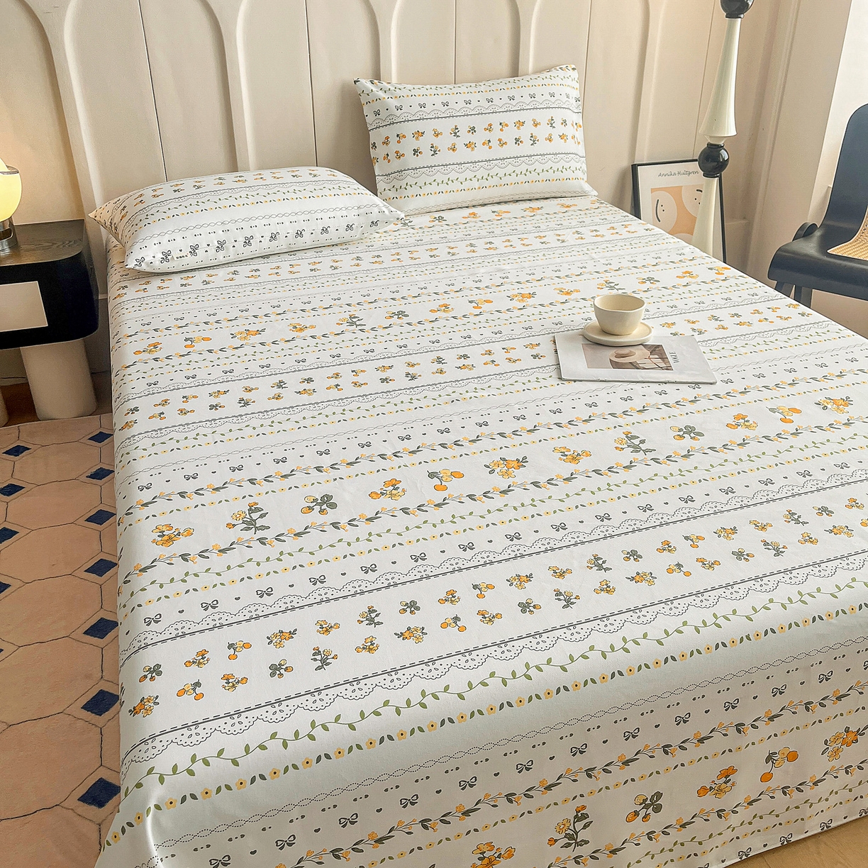 91家纺网 家纺一手货源 找家纺 金泰莱2025新款工艺款老粗布床单(量大从优) 花蝶