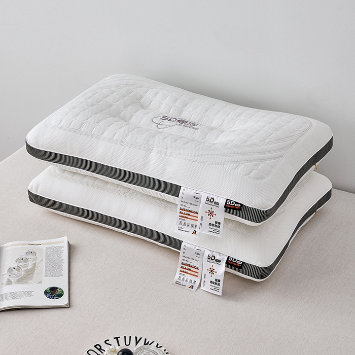 91家纺网 家纺一手货源 找家纺 蝶飞舞 2025新款5D悬浮酒店护颈助眠枕头枕芯高档按摩枕 灰色边 48*74cm