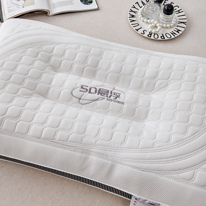 91家纺网 家纺一手货源 找家纺 蝶飞舞 2025新款5D悬浮酒店护颈助眠枕头枕芯高档按摩枕 灰色边 48*74cm