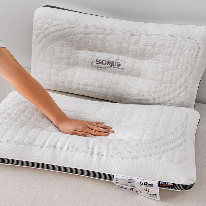 91家纺网 家纺一手货源 找家纺 蝶飞舞 2025新款5D悬浮酒店护颈助眠枕头枕芯高档按摩枕 灰色边 48*74cm