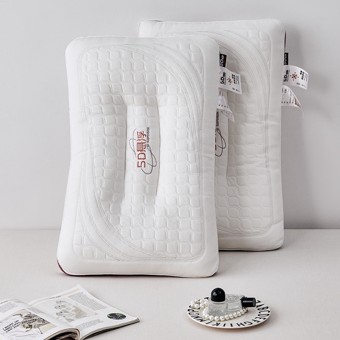 91家纺网 家纺一手货源 找家纺 蝶飞舞 2025新款5D悬浮酒店护颈助眠枕头枕芯高档按摩枕 酒红边 48*74cm