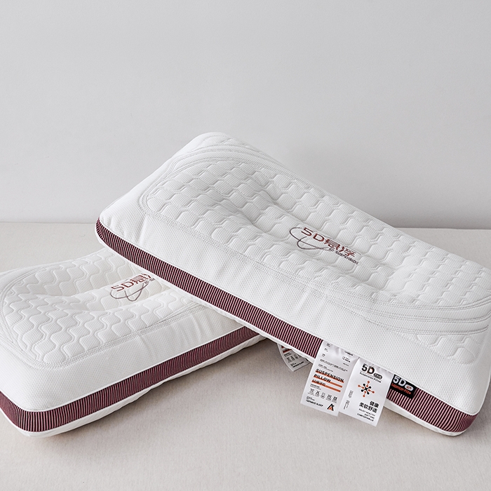 91家纺网 家纺一手货源 找家纺 蝶飞舞 2025新款5D悬浮酒店护颈助眠枕头枕芯高档按摩枕 酒红边 48*74cm