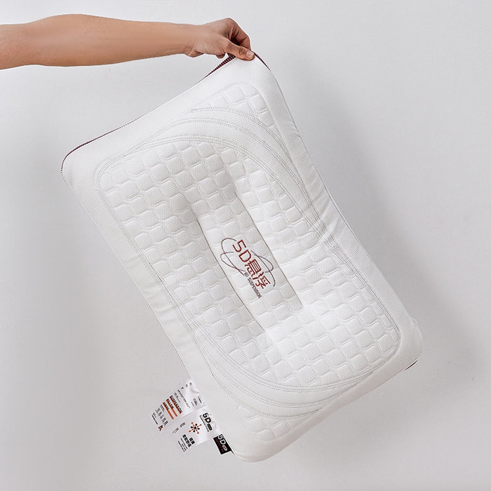 91家纺网 家纺一手货源 找家纺 蝶飞舞 2025新款5D悬浮酒店护颈助眠枕头枕芯高档按摩枕 酒红边 48*74cm