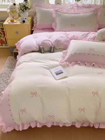 91家纺网 家纺一手货源 找家纺 （总）娜娜 2025新款云感双层纱四件套