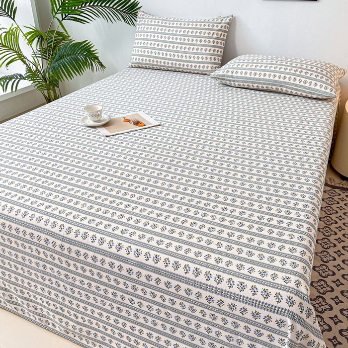 91家纺网 家纺一手货源 找家纺 金泰莱2025新款工艺款老粗布床单(量大从优) 蓝心