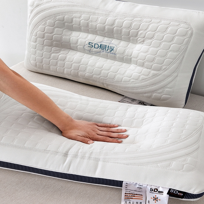 91家纺网 家纺一手货源 找家纺 蝶飞舞 2025新款5D悬浮酒店护颈助眠枕头枕芯高档按摩枕 深蓝边 48*74cm