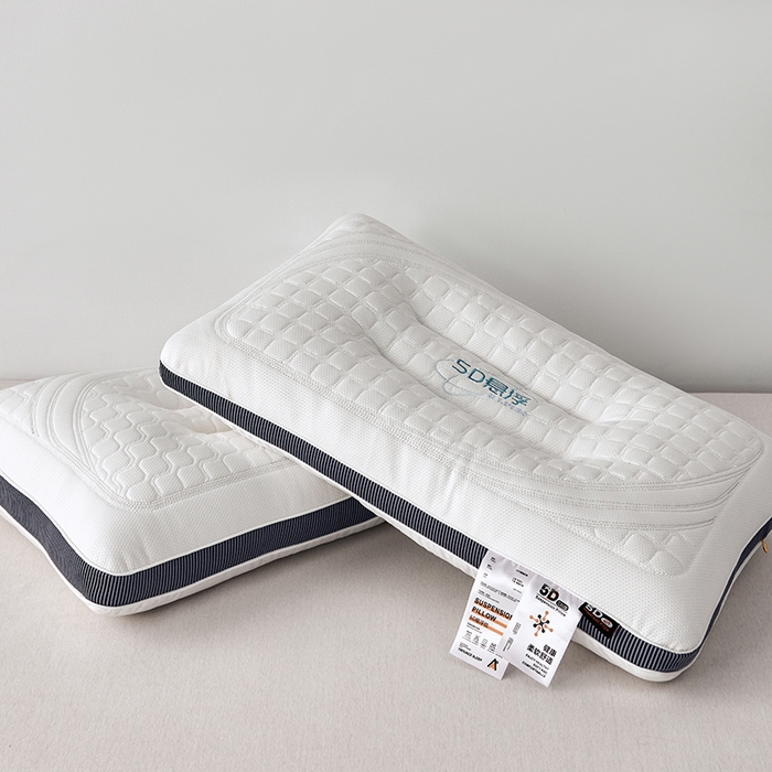 91家纺网 家纺一手货源 找家纺 蝶飞舞 2025新款5D悬浮酒店护颈助眠枕头枕芯高档按摩枕 深蓝边 48*74cm