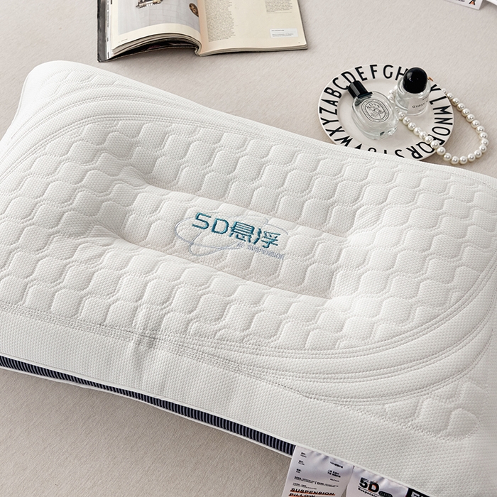 91家纺网 家纺一手货源 找家纺 蝶飞舞 2025新款5D悬浮酒店护颈助眠枕头枕芯高档按摩枕 深蓝边 48*74cm