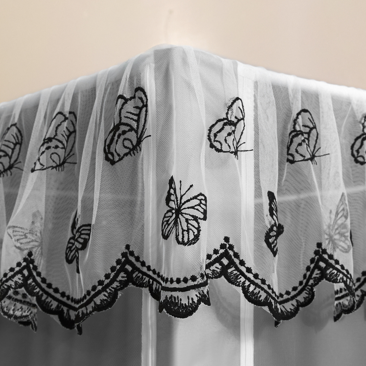 91家纺网 家纺一手货源 找家纺 爱上家居 2025新款学生蚊帐花边款 灰色