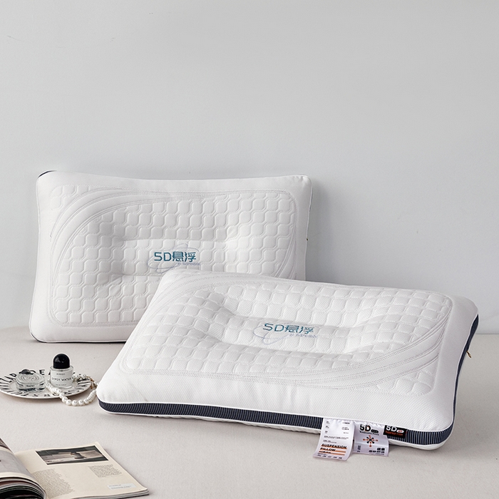 91家纺网 家纺一手货源 找家纺 蝶飞舞 2025新款5D悬浮酒店护颈助眠枕头枕芯高档按摩枕 深蓝边 48*74cm