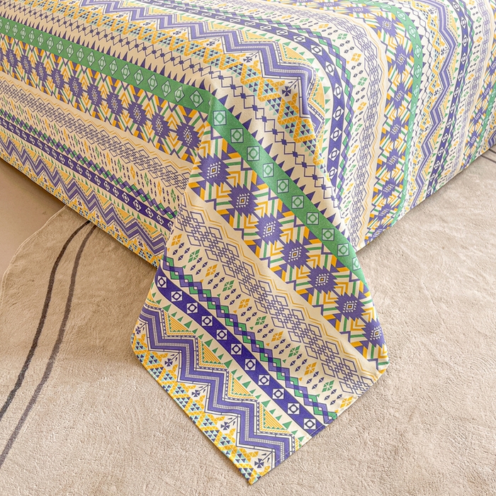 91家纺网 家纺一手货源 找家纺 金泰莱2025新款工艺款老粗布床单(量大从优) 米蓝条