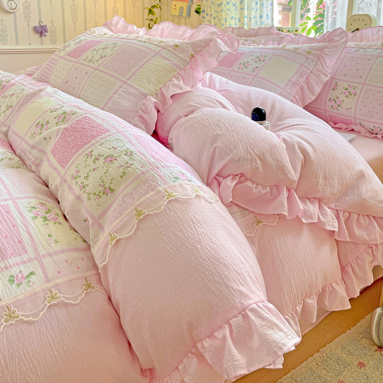 娜娜 2025新款云感双层纱四件套 博洛花集