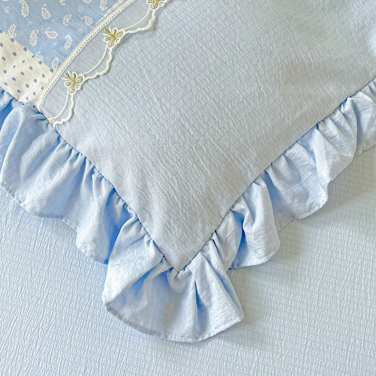 91家纺网 家纺一手货源 找家纺 娜娜 2025新款云感双层纱四件套 格蓝絮语