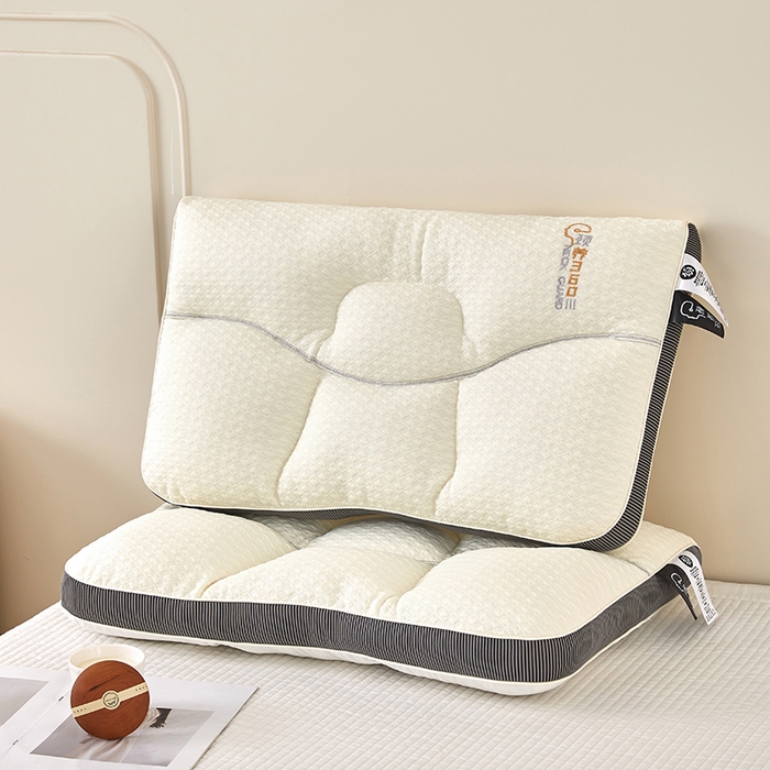 蝶飞舞 2025新款360护颈分区护颈枕头枕芯 保健枕牵引枕头 360护颈枕-白褐 48*74cm