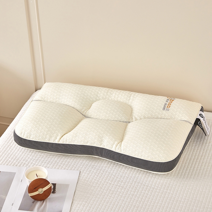 91家纺网 家纺一手货源 找家纺 蝶飞舞 2025新款360护颈分区护颈枕头枕芯 保健枕牵引枕头 360护颈枕-白褐 48*74cm