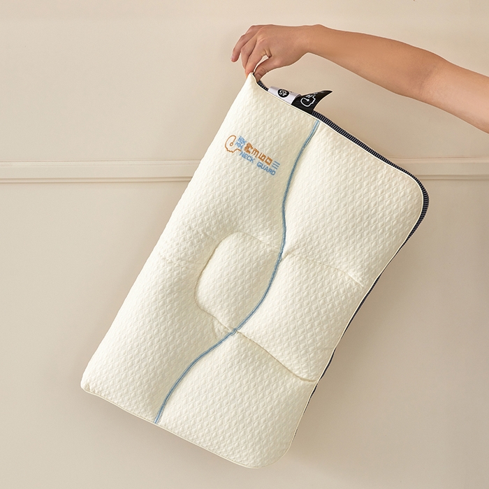 91家纺网 家纺一手货源 找家纺 蝶飞舞 2025新款360护颈分区护颈枕头枕芯 保健枕牵引枕头 360护颈枕-白蓝 48*74cm