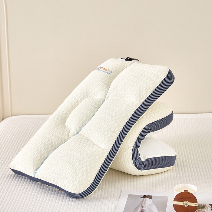 91家纺网 家纺一手货源 找家纺 蝶飞舞 2025新款360护颈分区护颈枕头枕芯 保健枕牵引枕头 360护颈枕-白蓝 48*74cm