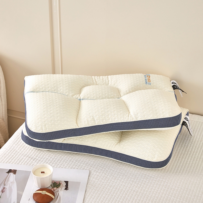 91家纺网 家纺一手货源 找家纺 蝶飞舞 2025新款360护颈分区护颈枕头枕芯 保健枕牵引枕头 360护颈枕-白蓝 48*74cm